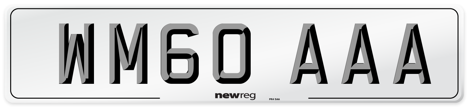 WM60 AAA Number Plate from New Reg